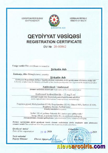 Azerbaijan Registration Certificate